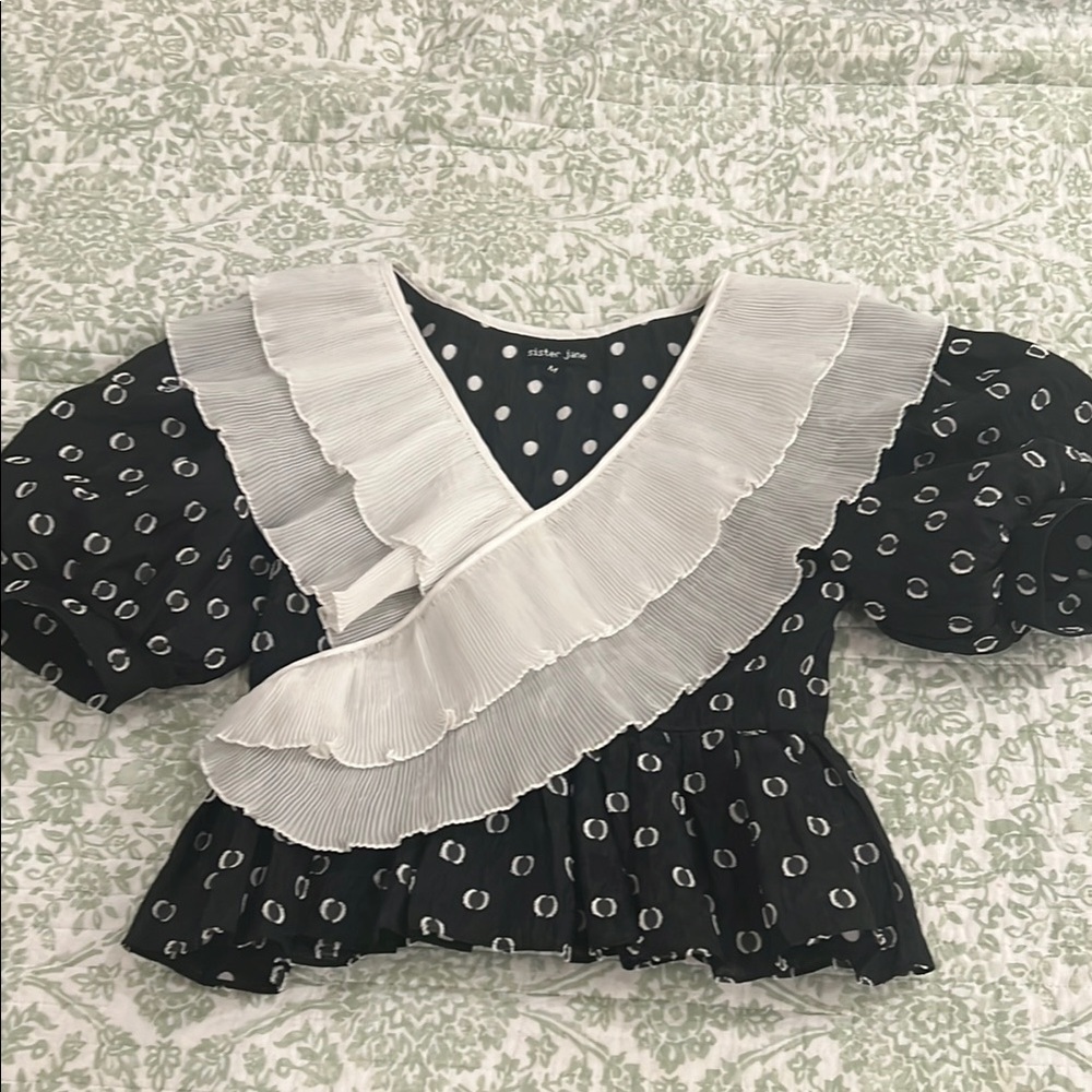 Sister Jane Black and White Polka Dot Top